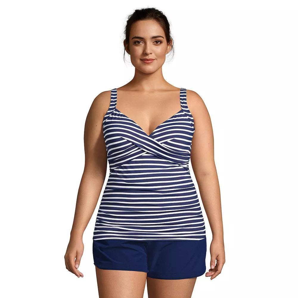 Plus Size Lands' End Bust-Enhancer DDD-Cup Tankini Swim Top, Women's, Size: 24W Ddd, Blue White Stripe Product Image