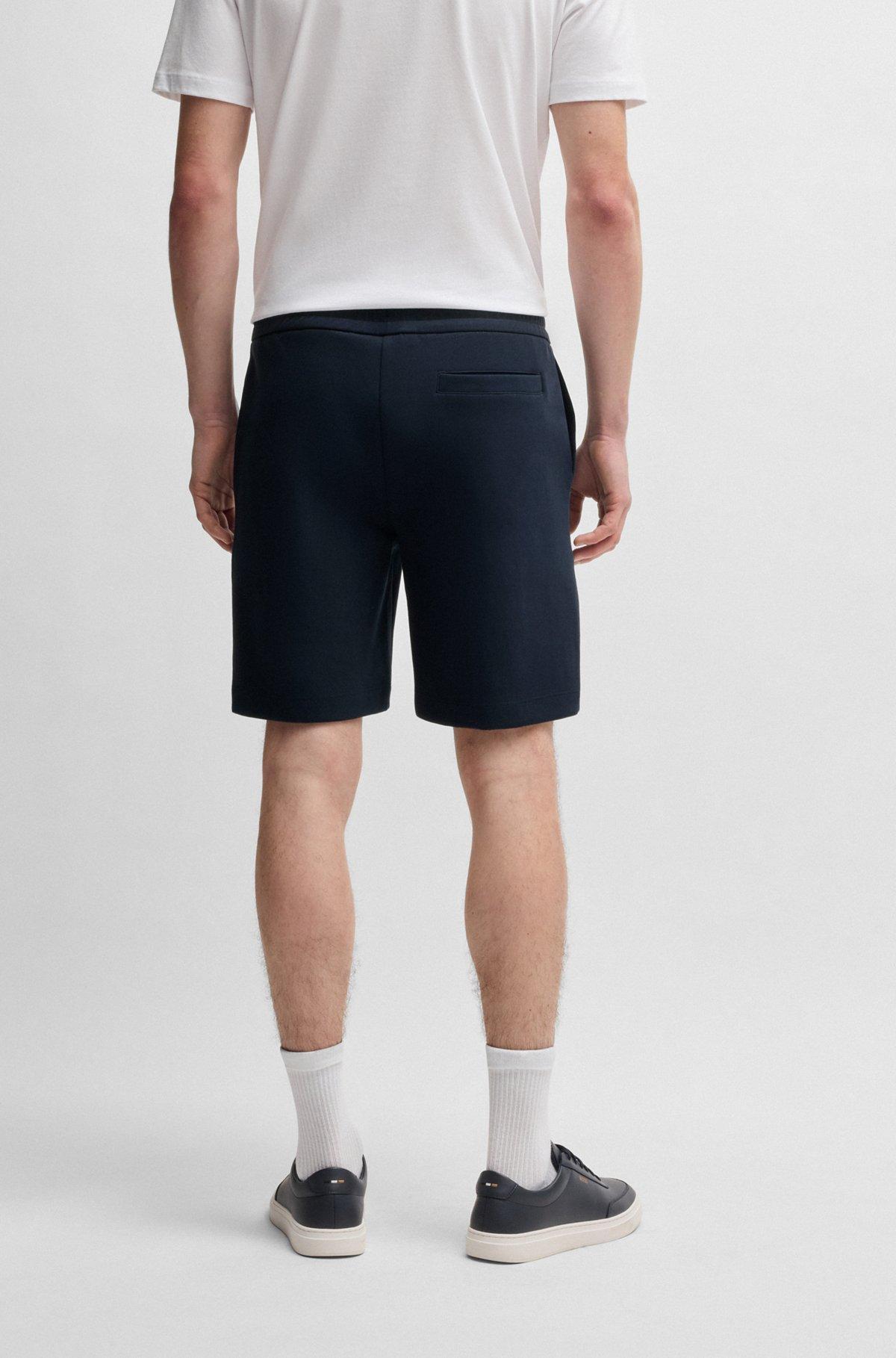 BOSS - Shorts with metallic Double B monogram - Dark Blue Product Image