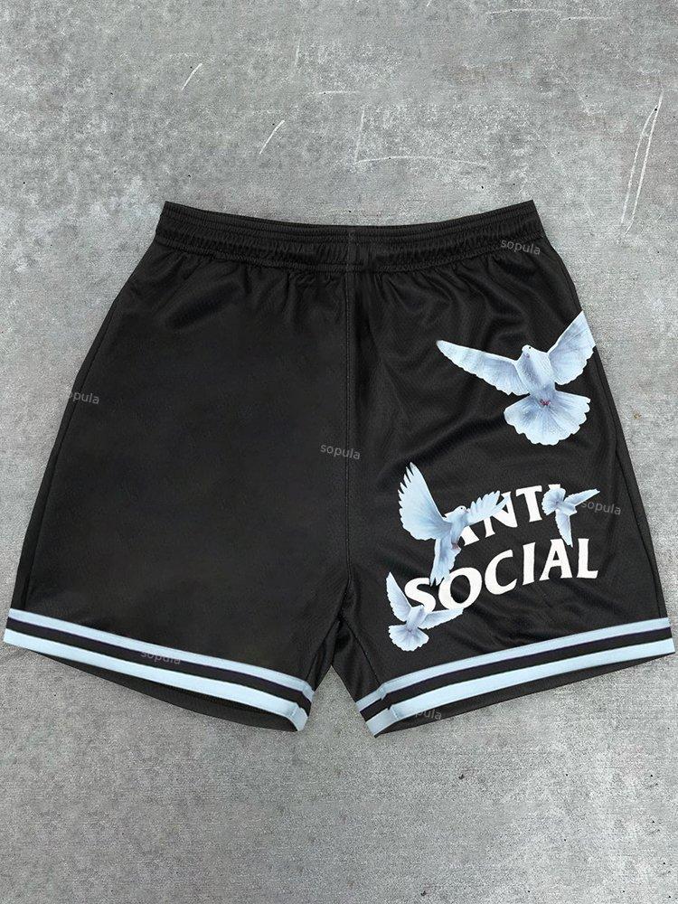 Sopula Stylish Dove Pattern Casual Sports Shorts Product Image