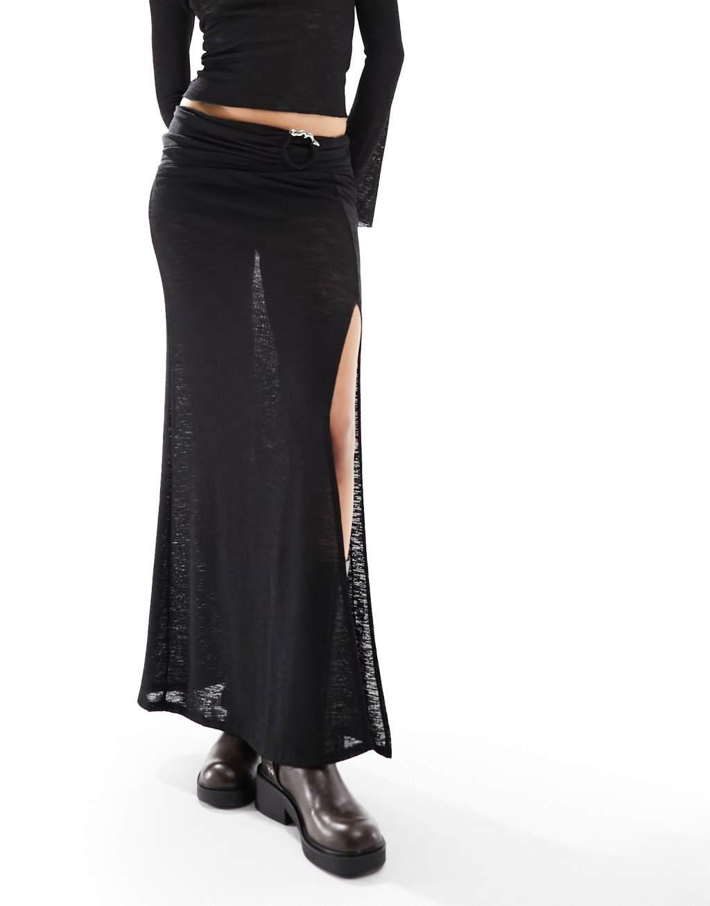 COLLUSION trim detail knit maxi skirt Product Image