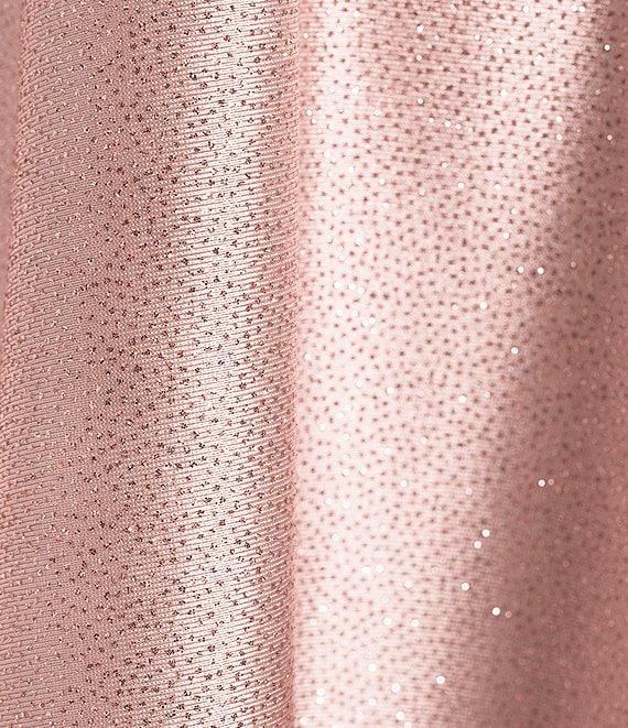 Honey and Rosie Glitter Knit Strapless Off-The-Shoulder Pleated Bodice Mesh Illusion Corset Dress Product Image