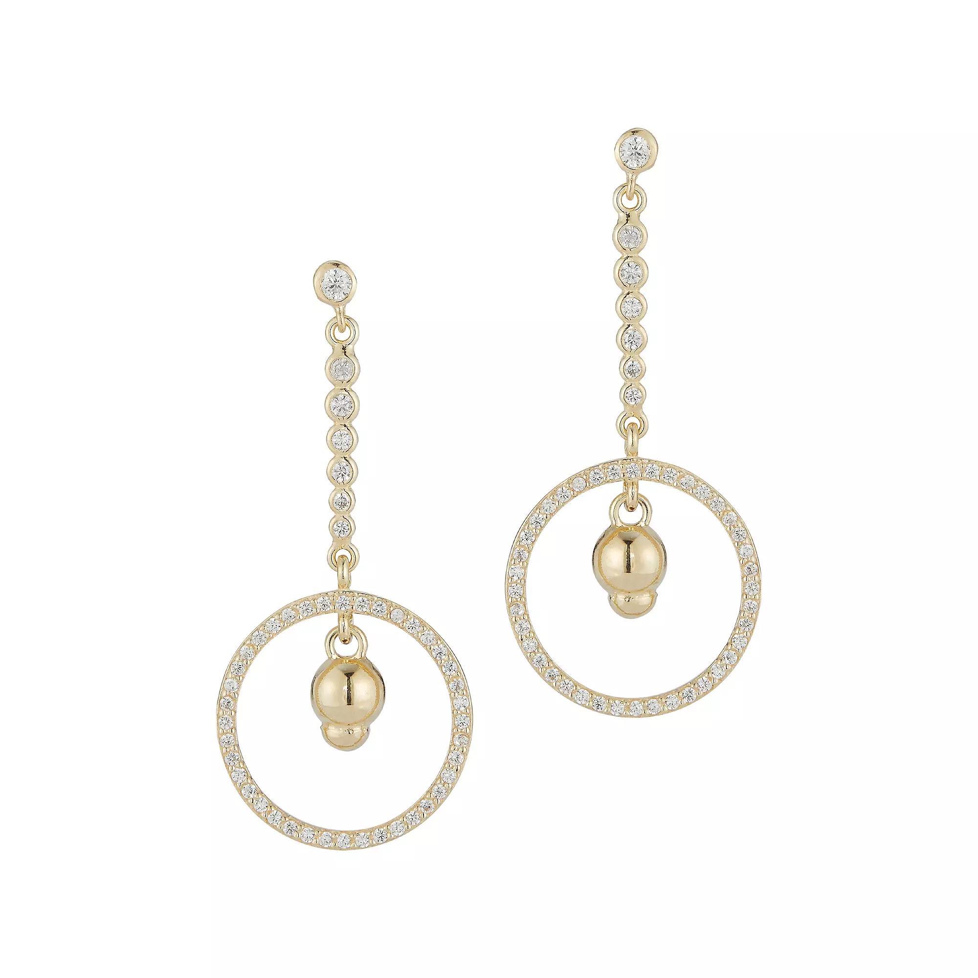 Sunkissed Sterling Cubic Zirconia Circle Drop Earring, Women's, Gold Tone Product Image