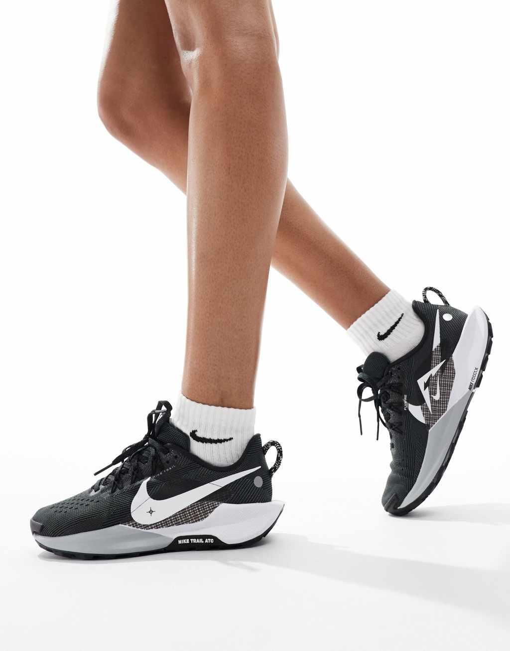 Nike Running Reactx Pegasus Trail 5 sneakers in black and white Product Image