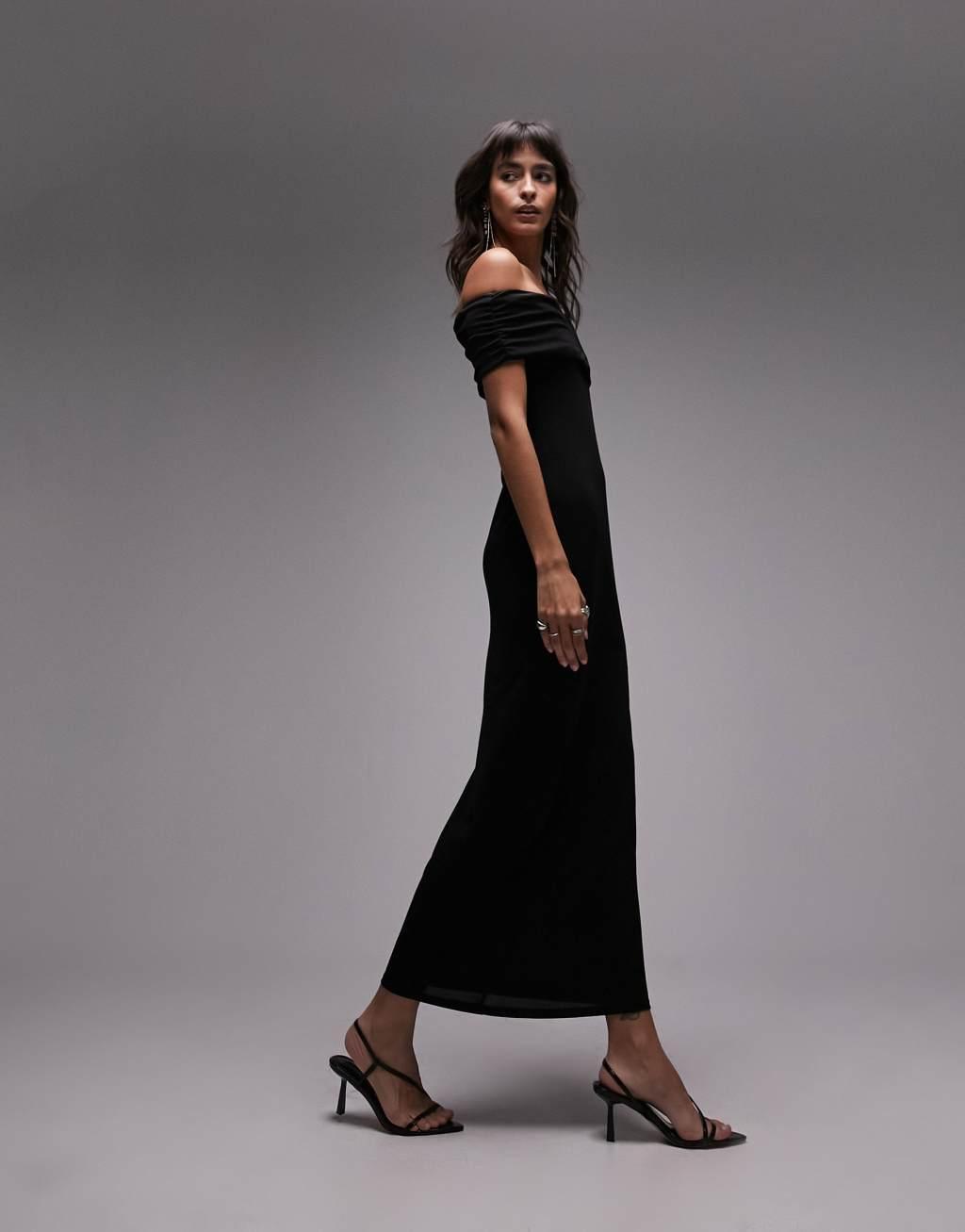 Topshop V front detail bardot maxi dress Product Image