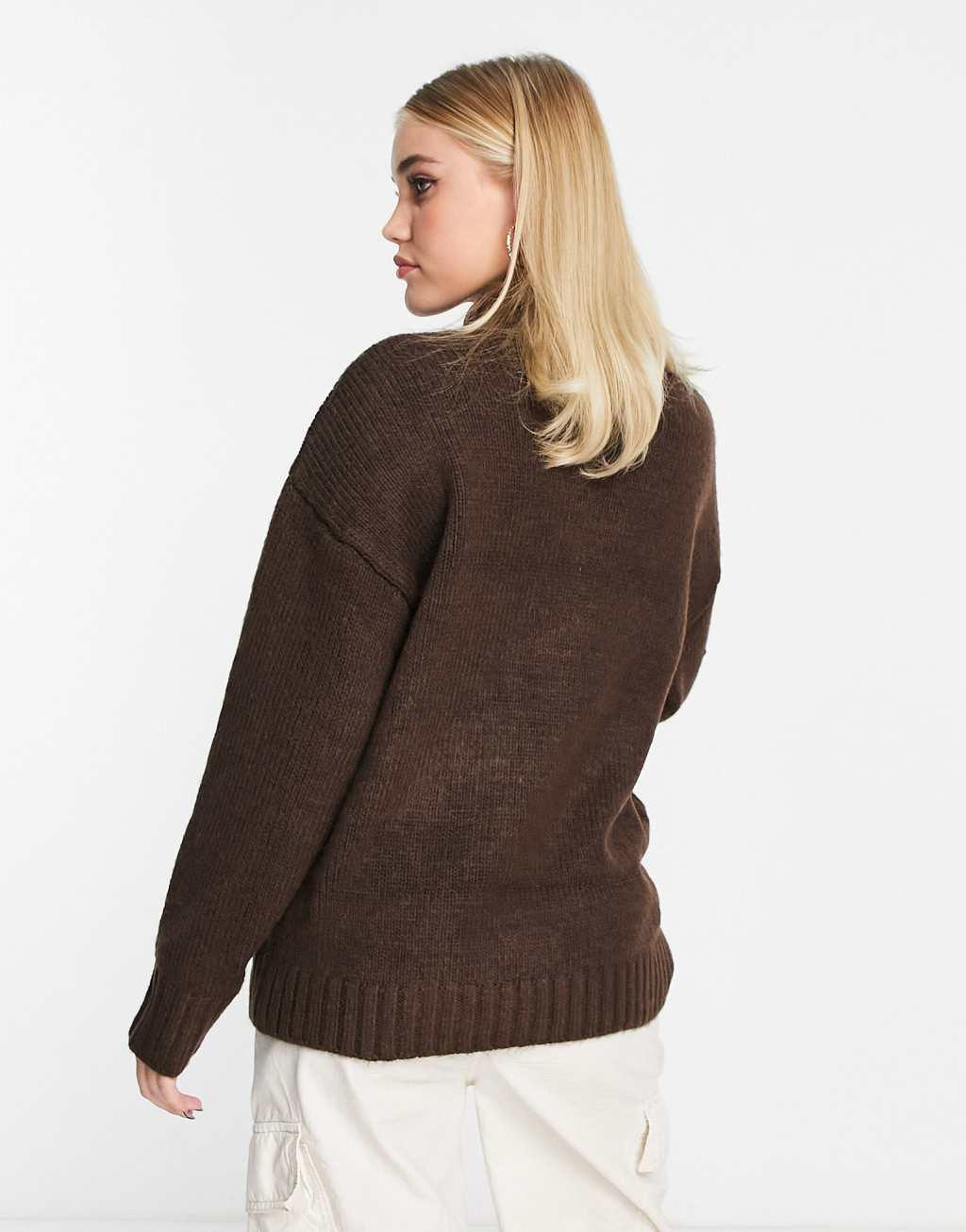 ASOS DESIGN high neck sweater in brown  Product Image