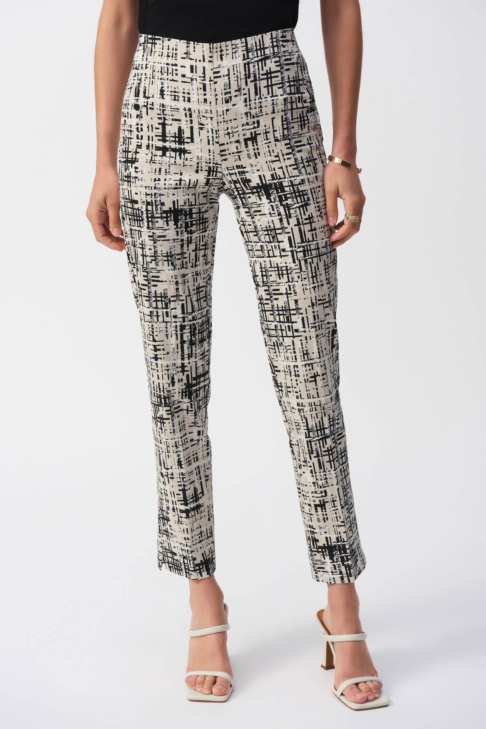 Millennium Abstract Print Slim Fit Pants- Vanilla/Multi Product Image