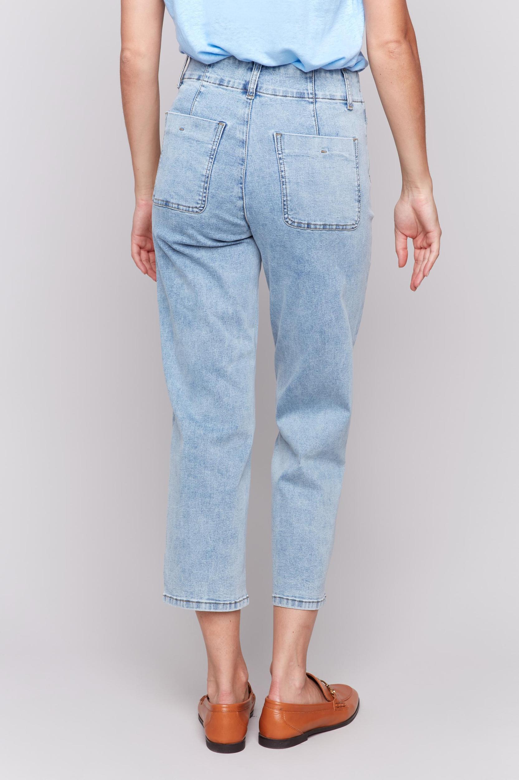 Front Button Fly Straight Crop Jeans Product Image