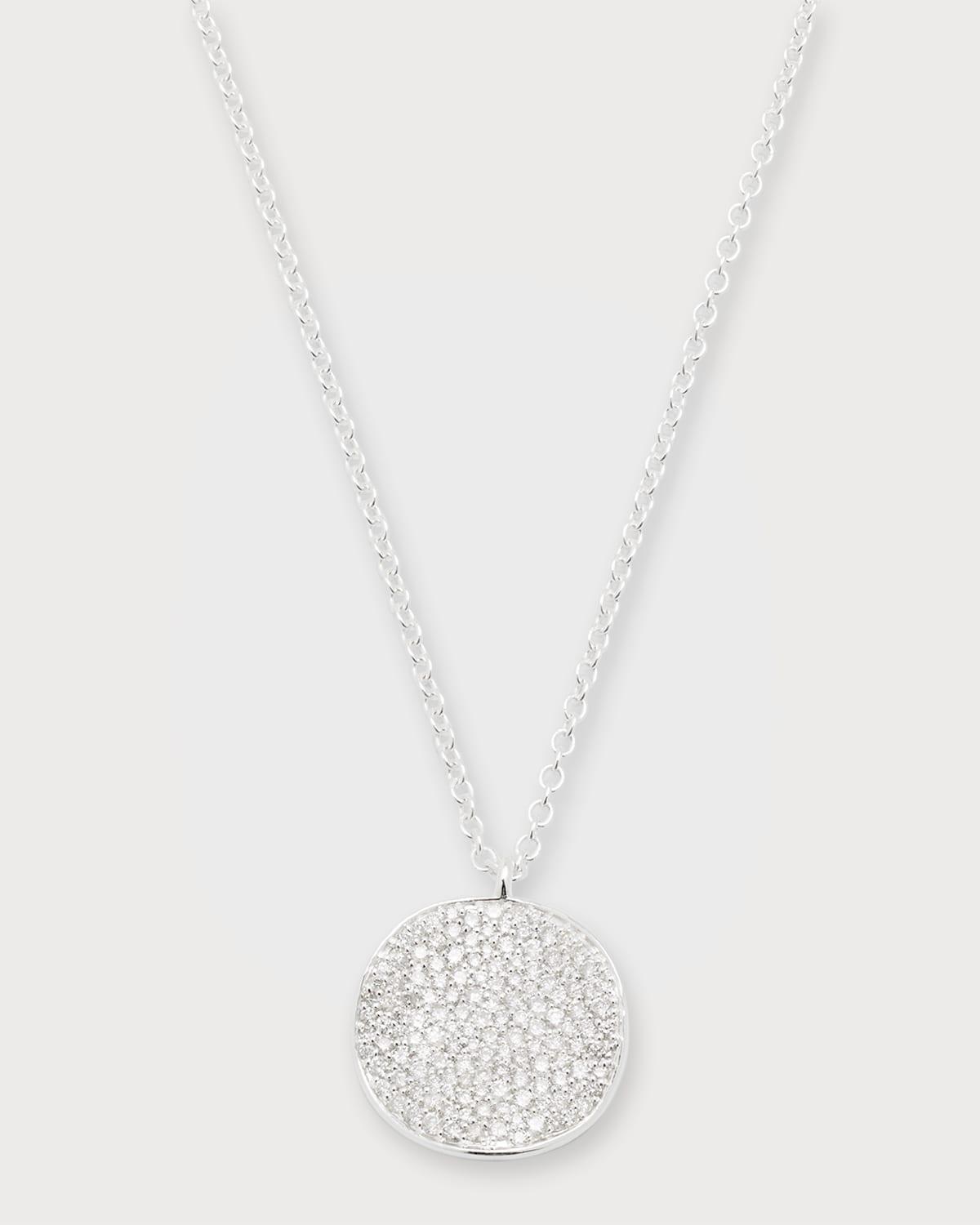 Medium Flower Pendant Necklace in Sterling Silver with Diamonds Product Image