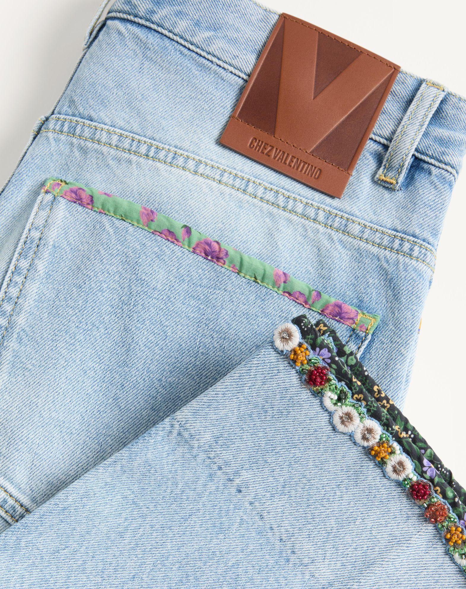 Embroidered Denim Pants Product Image