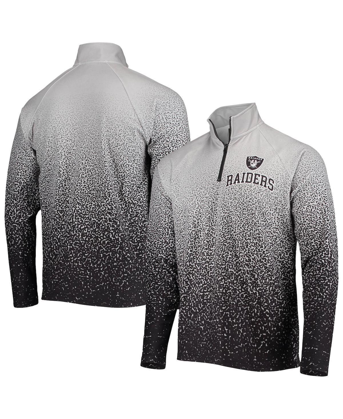 Mens FOCO Silver/Black Las Vegas Raiders Gradient Raglan Quarter-Zip Jacket Product Image