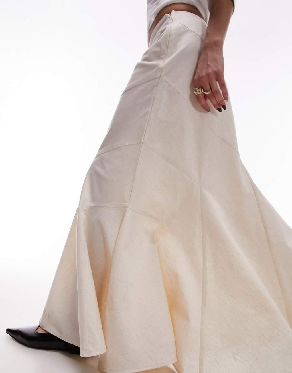 Topshop tiered disjointed maxi skirt in ivory Product Image