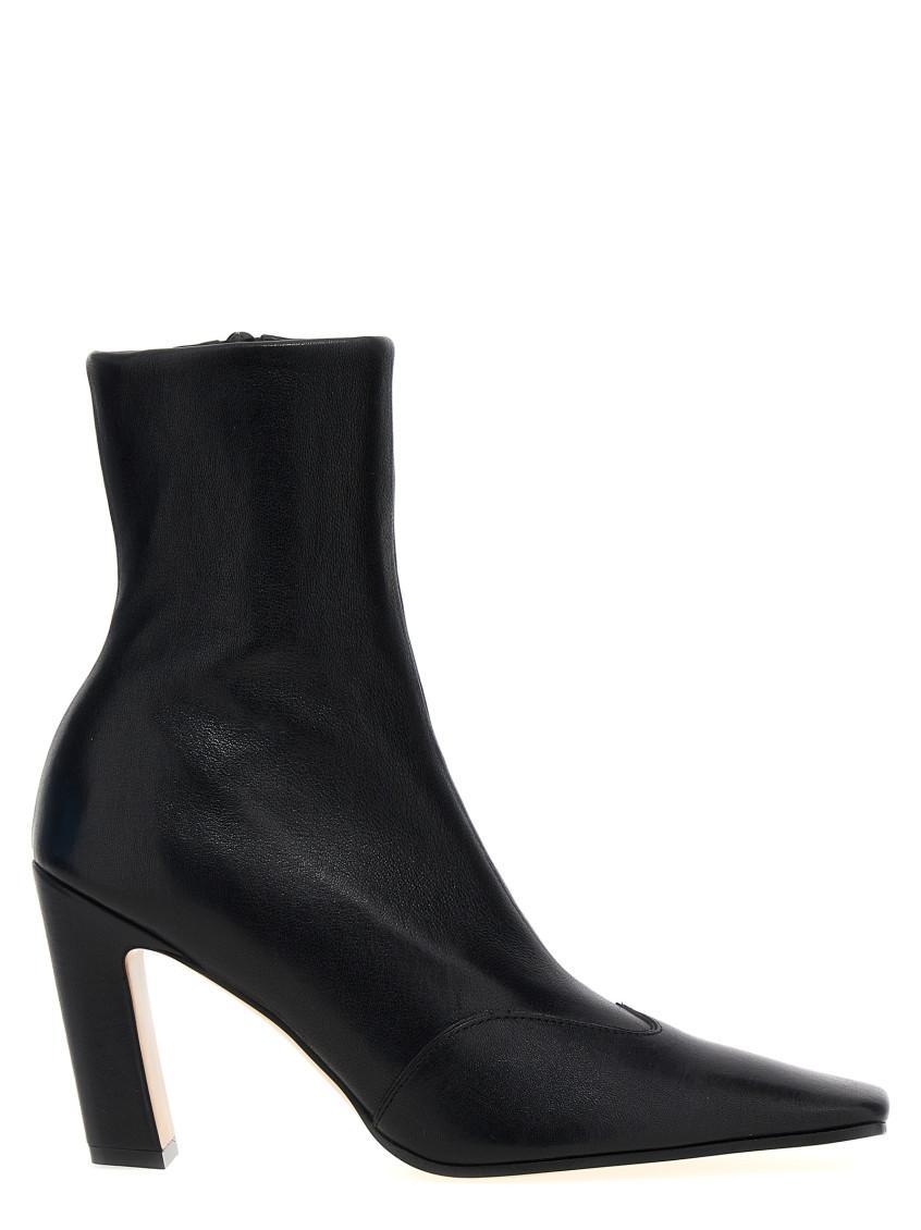 KHAITE Nevada 85 Leather Ankle Boots In Black Product Image