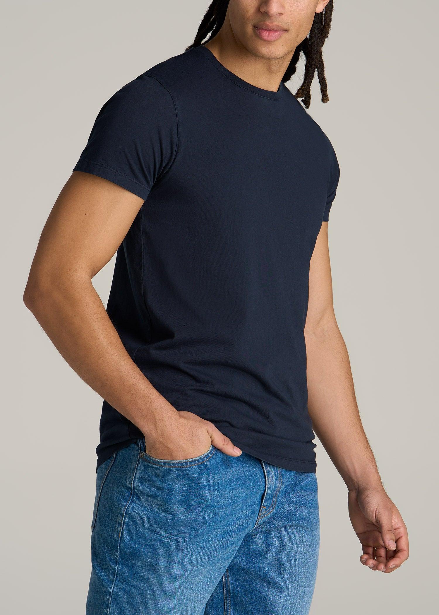 MODERN-FIT Garment Dyed Cotton Men's Tall T-Shirt in Evening Blue Product Image