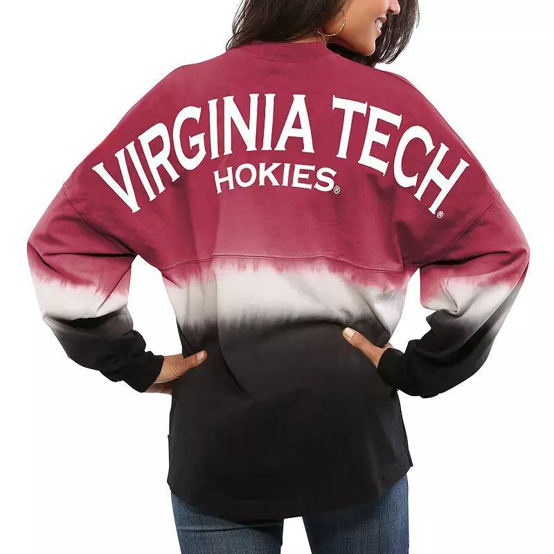 Womens Maroon Virginia Tech Hokies Ombre Long Sleeve Dip-Dyed Spirit Jersey Product Image