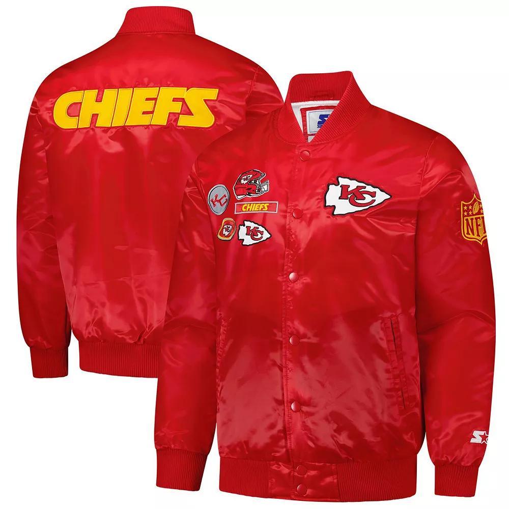 Men's Starter Red Kansas City Chiefs Exclusive Satin Full-Snap Varsity Jacket,  Product Image