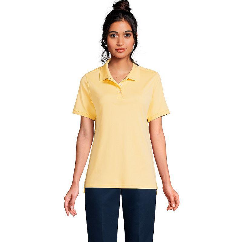 Women's Lands' End School Uniform Classic Short Sleeve Interlock Polo Top, Size: Large, White Product Image