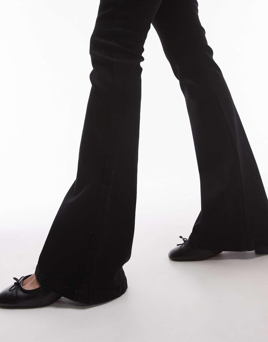 Topshop high rise Jamie flare jeans in black  Product Image