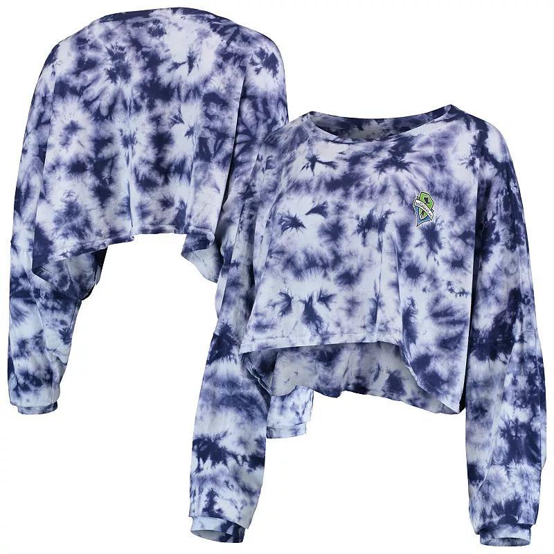 Womens ZooZatz Seattle Sounders FC Oversized Cloud-Dye Long Sleeve T-Shirt Blue Product Image