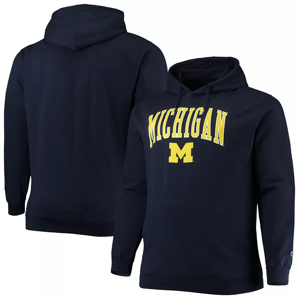 Men's Champion Navy Michigan Wolverines Big & Tall Arch Over Logo Powerblend Pullover Hoodie, Size: 2XB, Blue Product Image