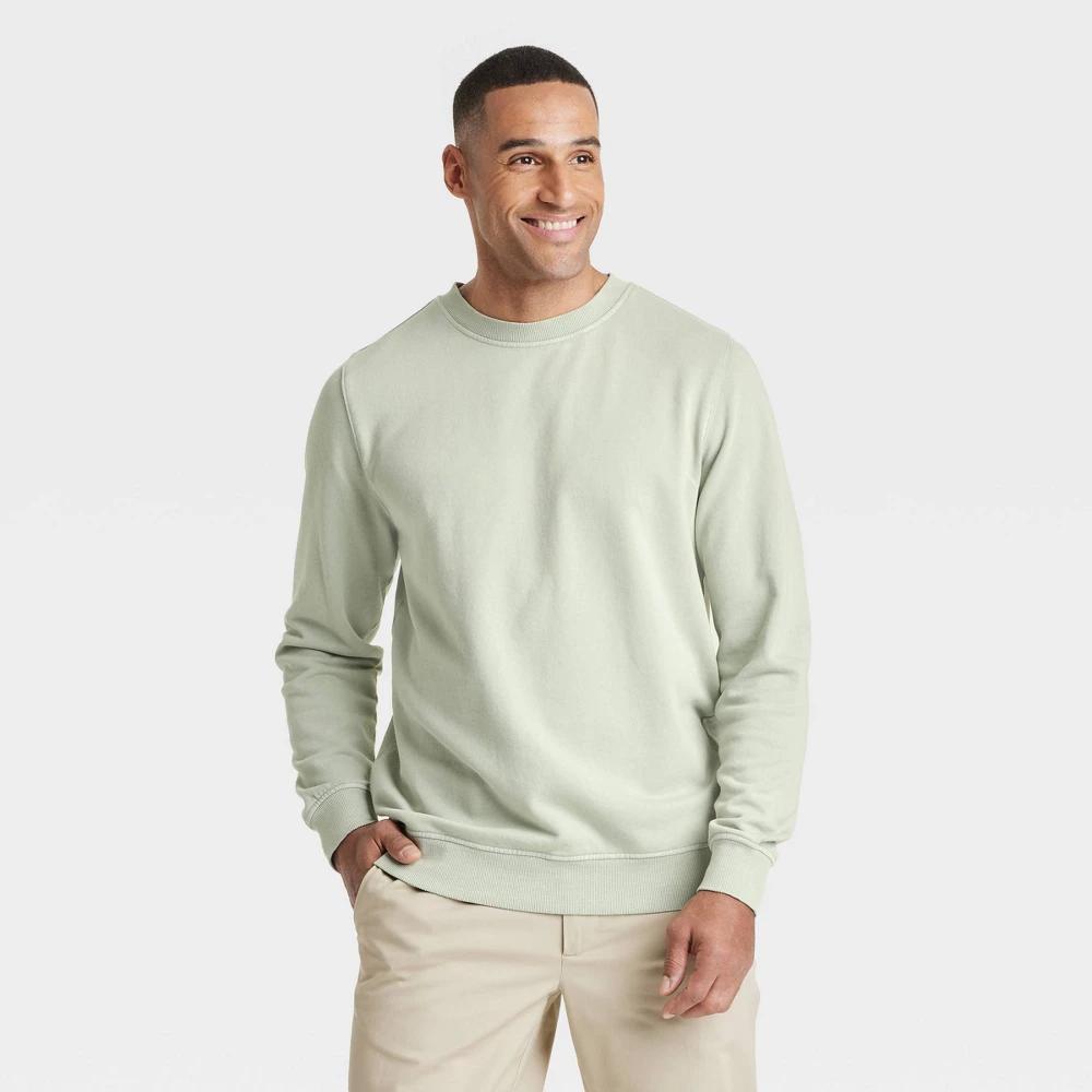 Mens French Terry Crewneck Pullover Sweatshirt - Goodfellow & Co Frosted Sage Product Image