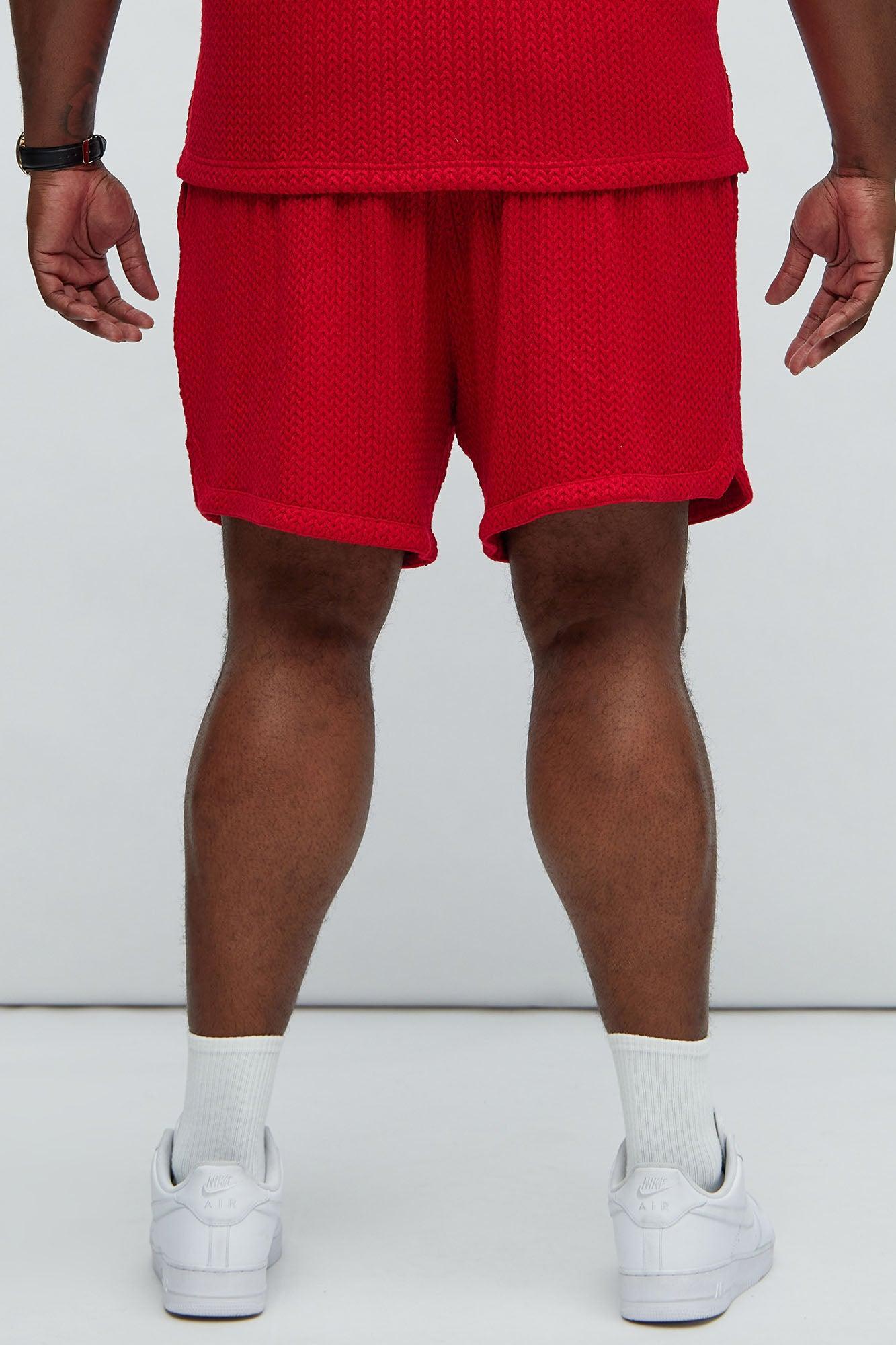 Catanina Textured Shorts - Red Product Image