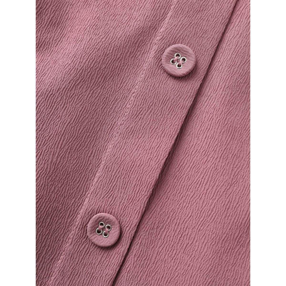 Plus Size RedViolet Stretchy Woven Tie Knot Button Detail Blouse Women Casual Half Sleeve V-neck Everyday Blouses BloomChic 18-20/2X Product Image