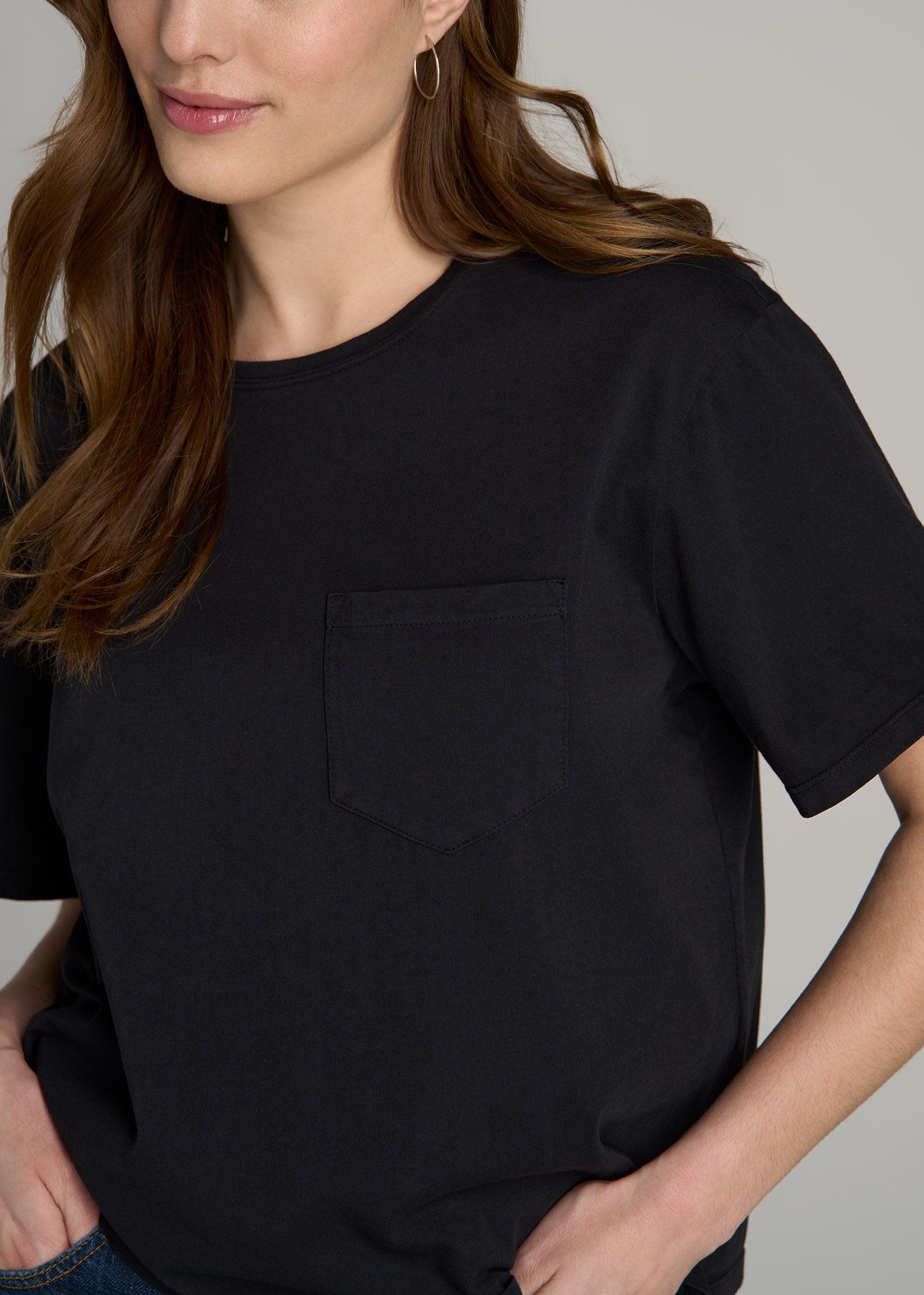 Boxy Short Sleeve T-Shirt for Tall Women in Black Product Image