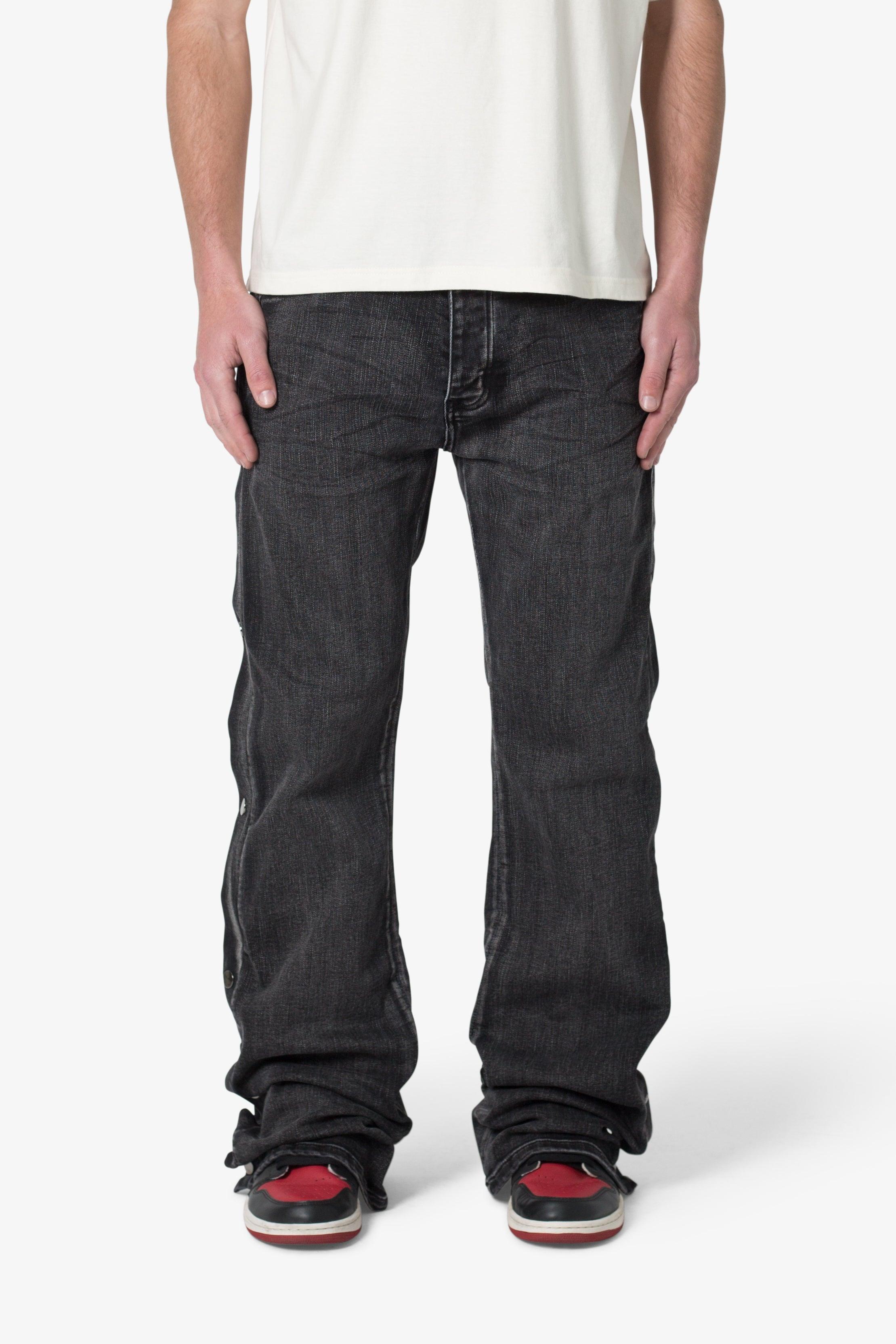 Snap Baggy Flare Denim - Black Product Image