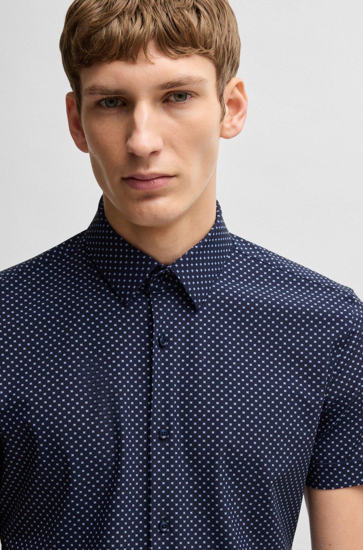 Slim-fit shirt in printed performance-stretch jersey Product Image