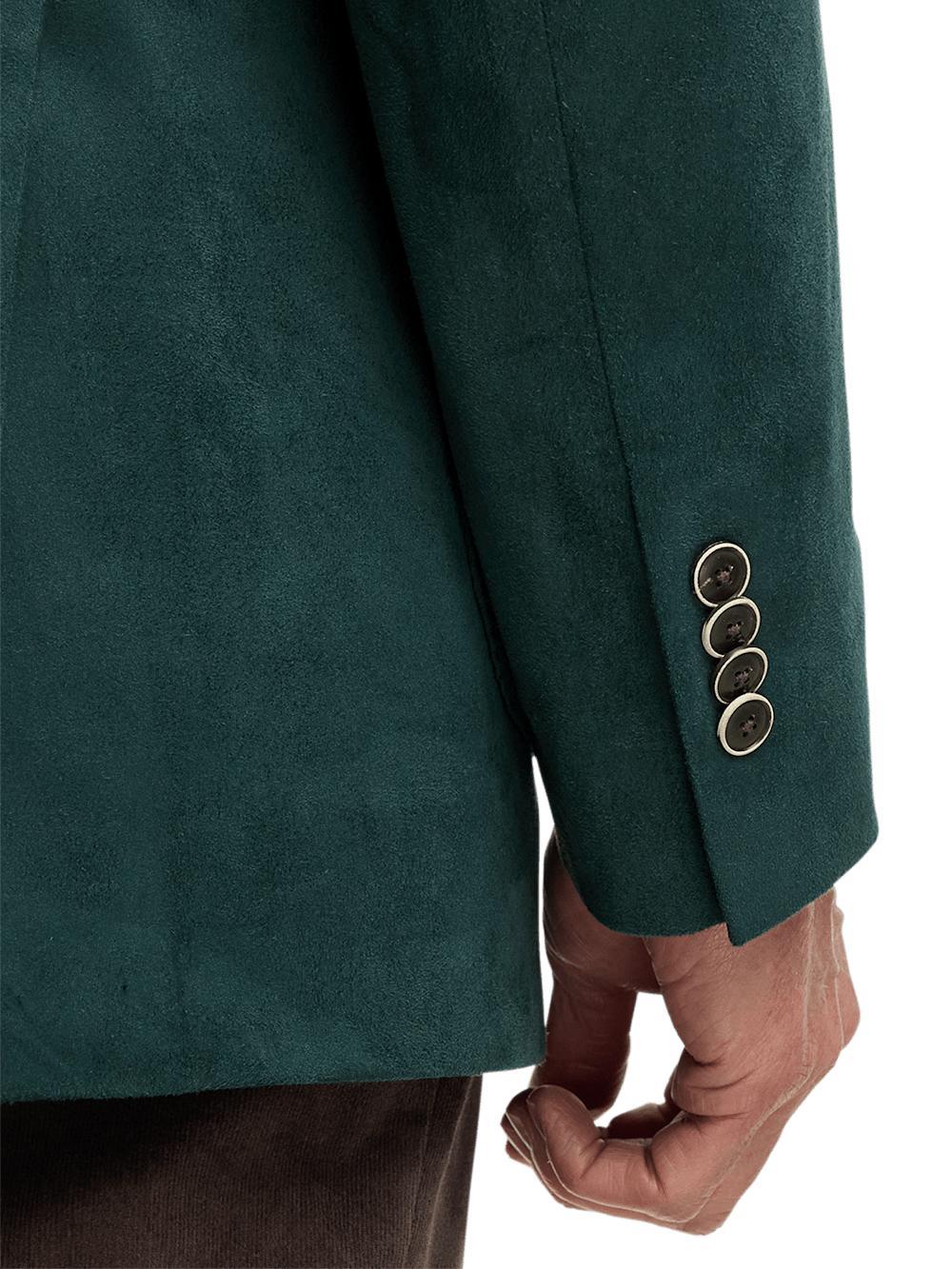 Microsuede Single Breasted Notch Lapel Sport Coat - Dark Green Product Image