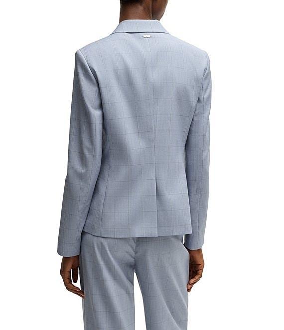 Hugo Boss Jia Woven Wool Windowpane Plaid Notch Lapel Long Sleeve Blazer Product Image
