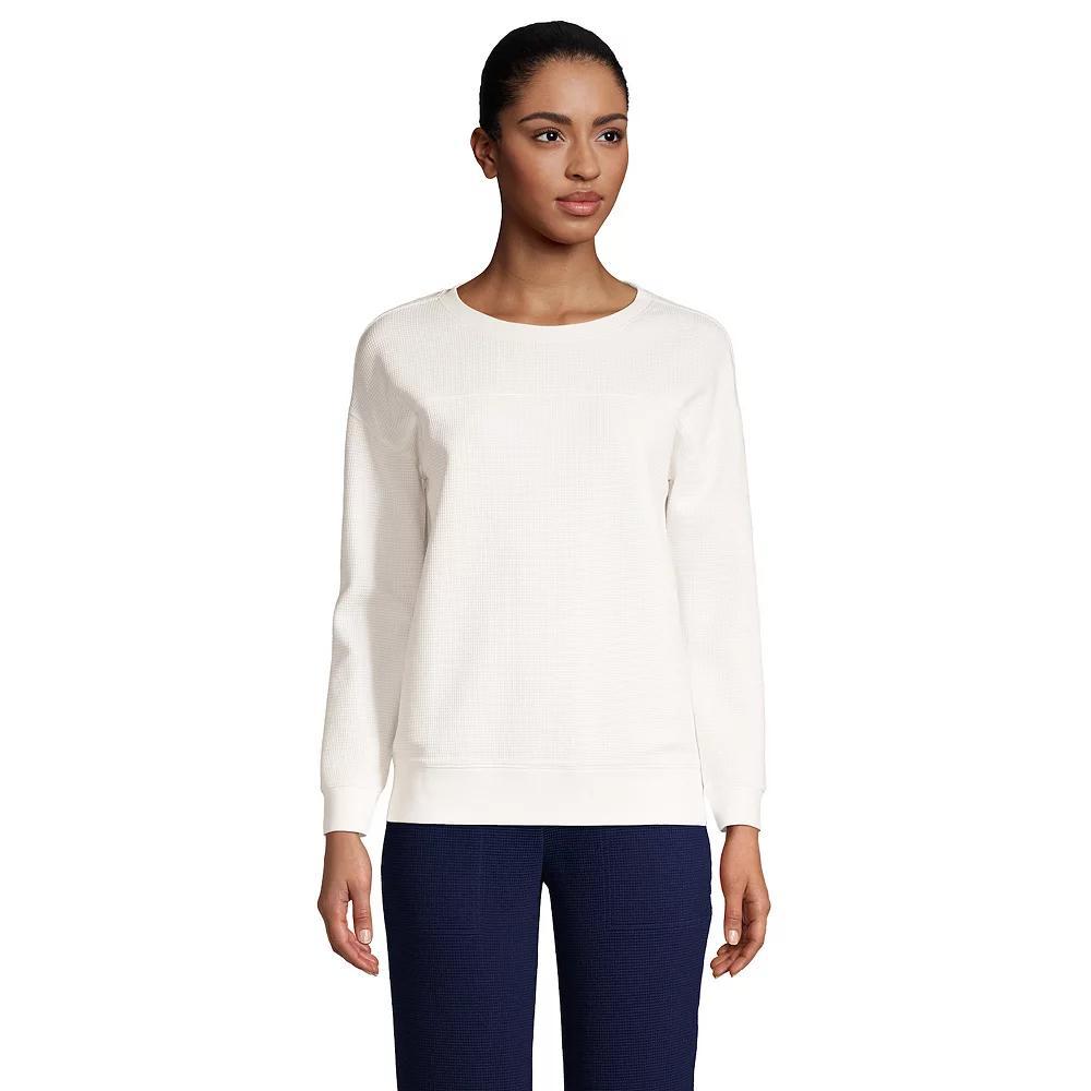 Women's Lands' End Long Sleeve Waffle Crewneck Top,  Product Image