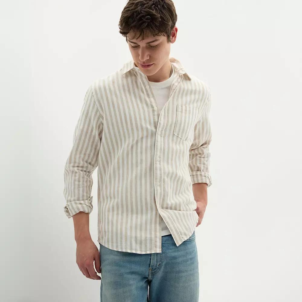 Men's Sonoma Goods For Life® Perfect Length Long Sleeve Linen Shirt,  Product Image