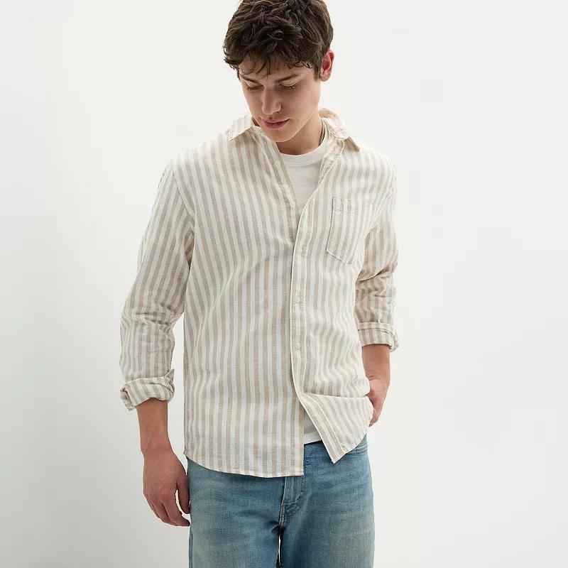 Men's Sonoma Goods For Life® Perfect Length Long Sleeve Linen Shirt,  Product Image