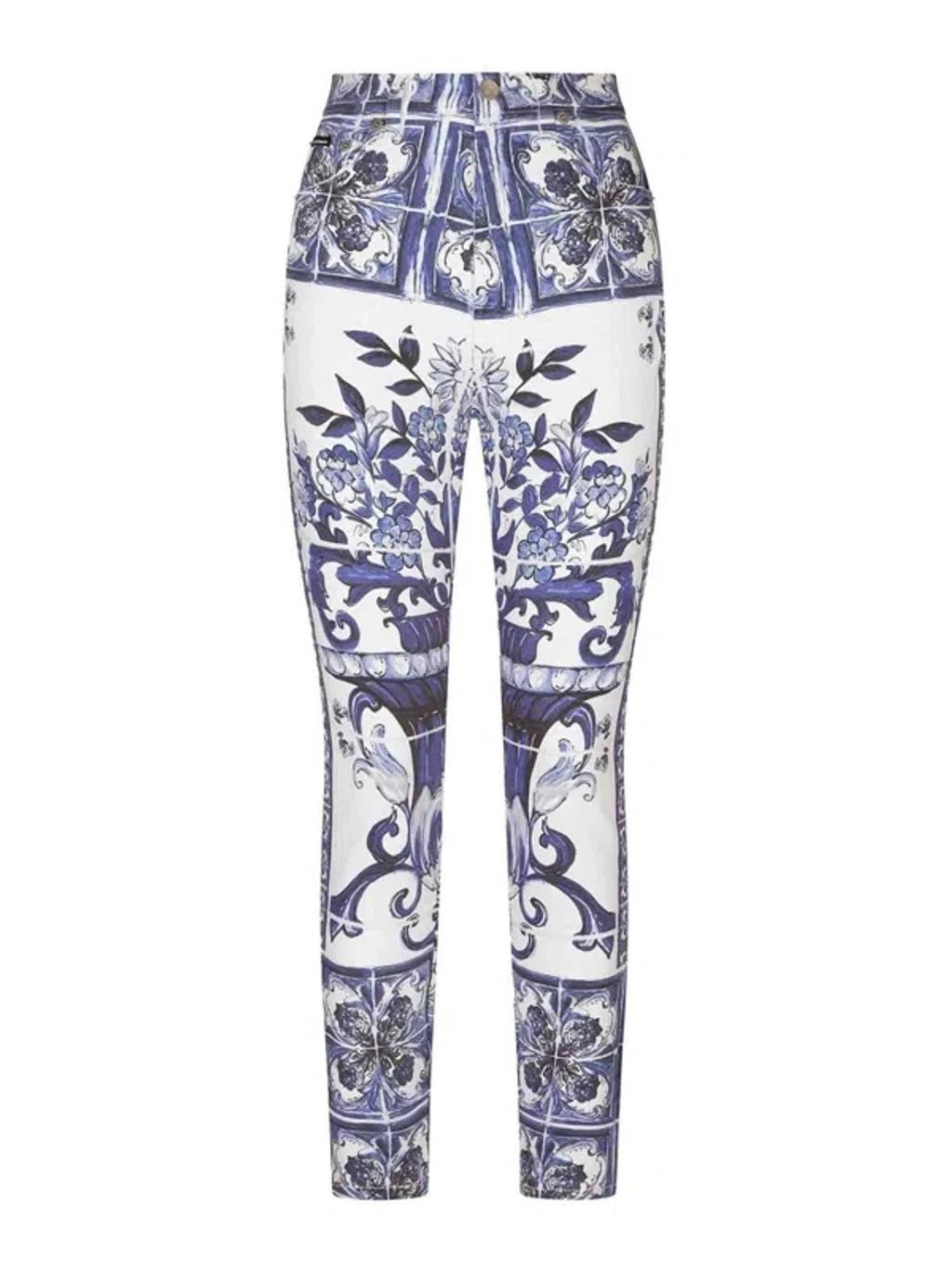 DOLCE & GABBANA Majolica Print High-rise Skinny Jeans In Multicolor Product Image