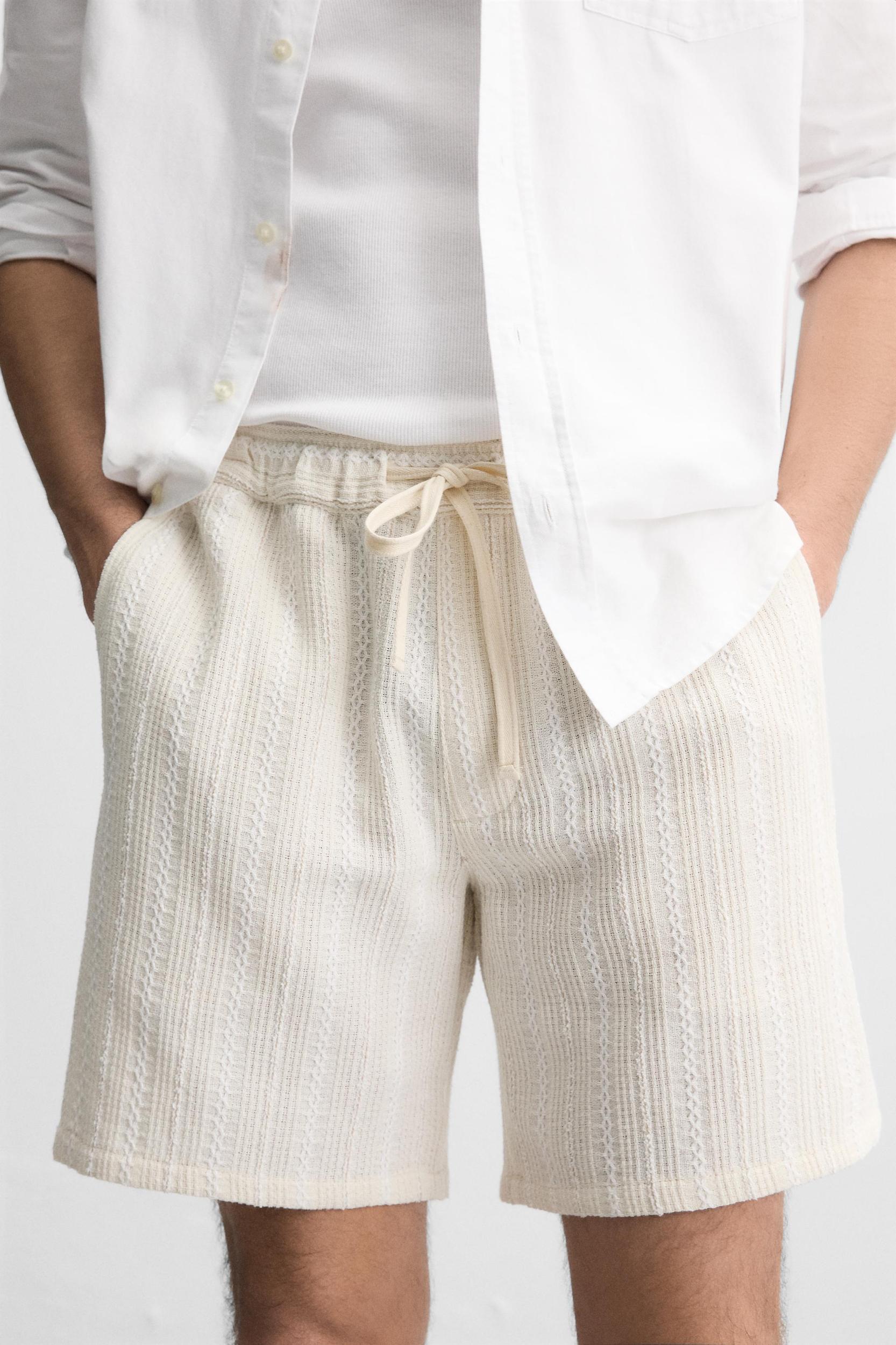 TEXTURED STRIPED SHORTS Product Image