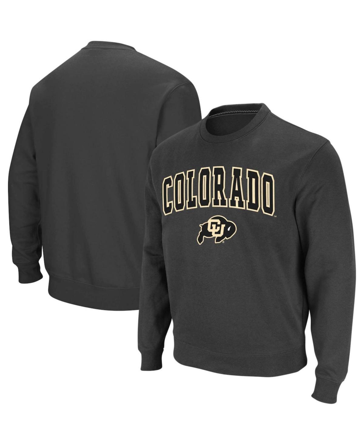 Mens Colosseum Charcoal Colorado Buffaloes Arch & Logo Crew Neck Sweatshirt Product Image