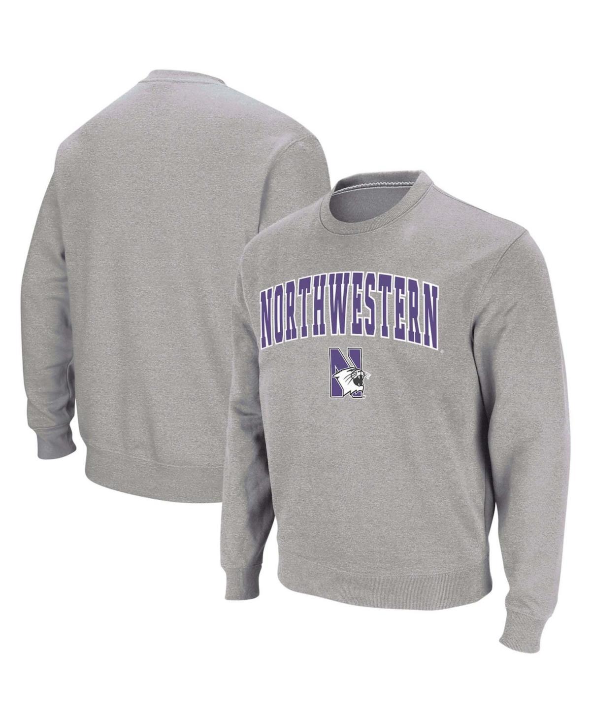 Mens Colosseum Heather Gray Northwestern Wildcats Arch & Logo Crew Neck Sweatshirt Product Image