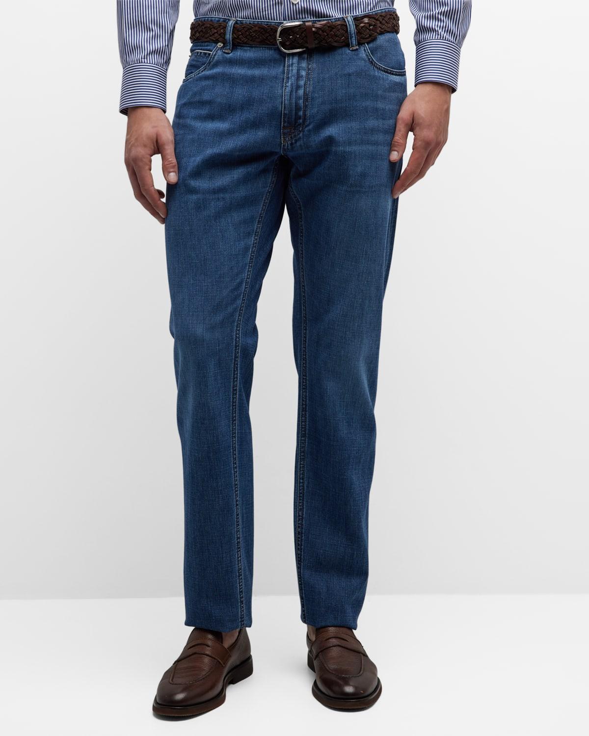 Men's Medium Wash Straight Leg Jeans Product Image