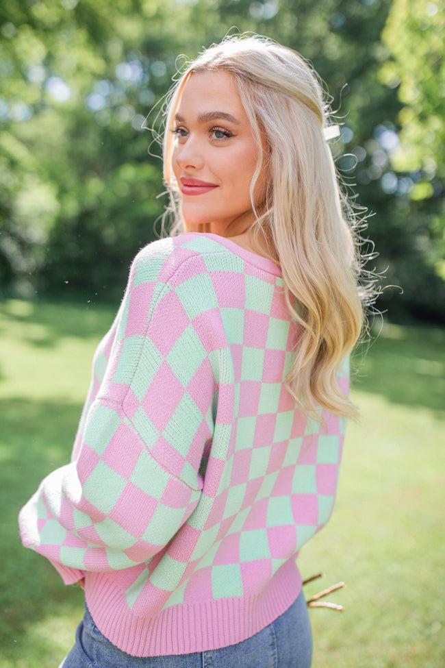 Making Memories In Watermelon Crawl Cropped Checkered Cardigan FINAL SALE Product Image