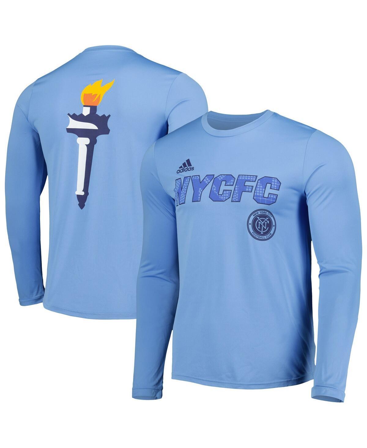 Mens adidas Sky Blue New York City FC Jersey Hook AEROREADY Long Sleeve T-Shirt Product Image