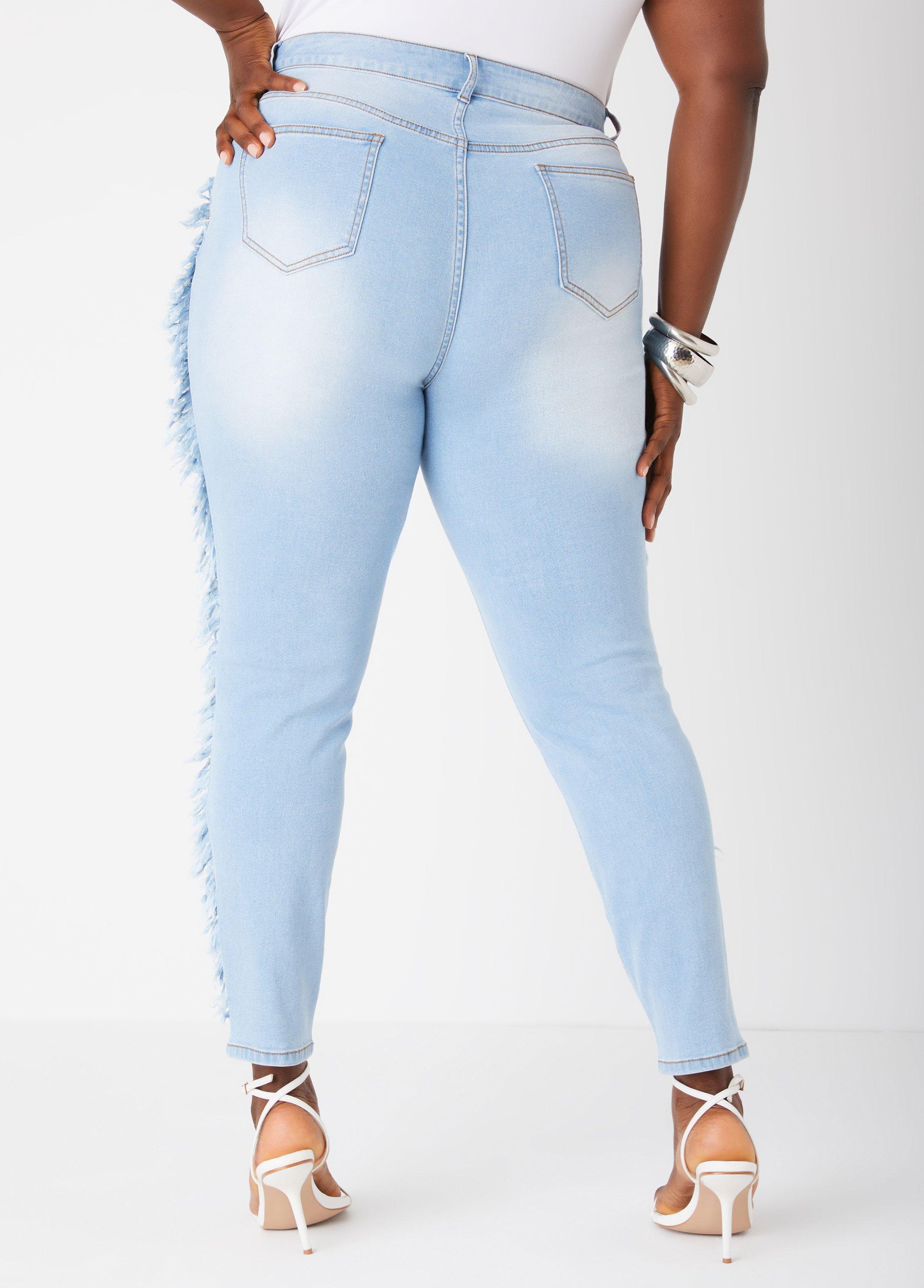 Fringed High Rise Skinny Jeans Product Image