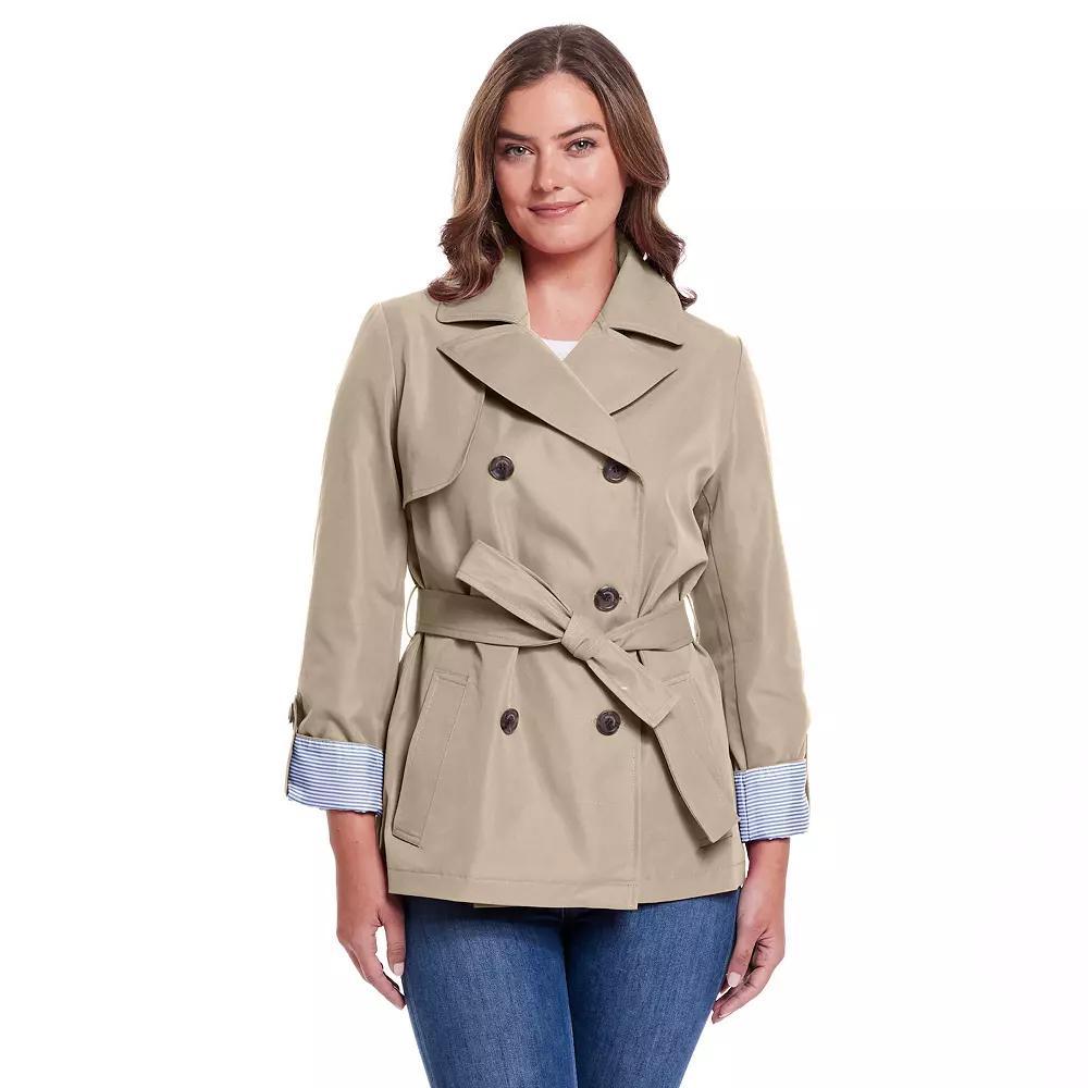 Women's Weathercast Lightweight Double Breasted Tie Waist Trench Coat,  Product Image