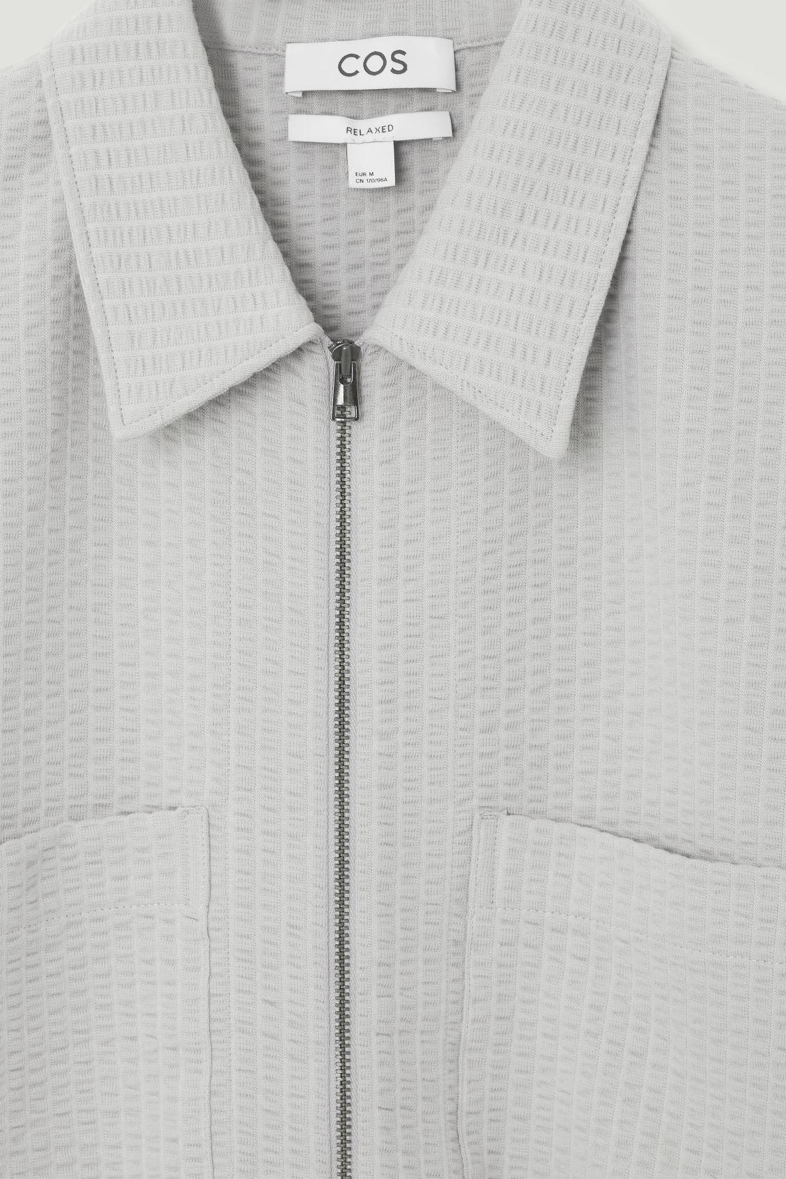 RELAXED SEERSUCKER COTTON ZIPPED SHIRT Product Image