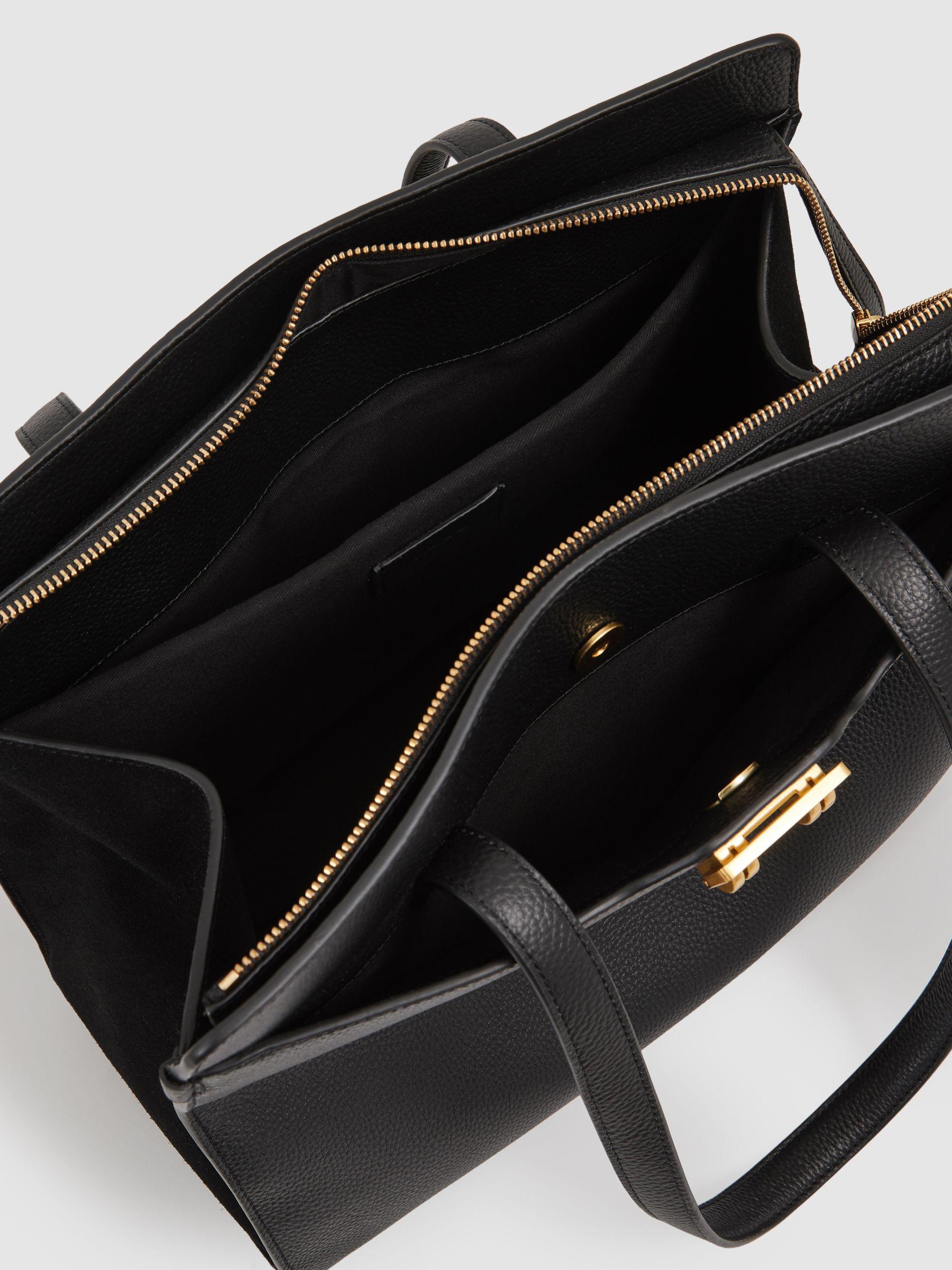 Grained Leather Tote Bag in Black Product Image