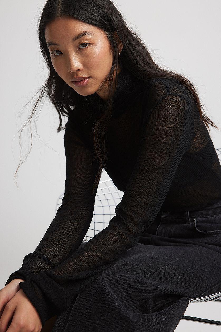 Sheer Knitted Turtle Neck Product Image