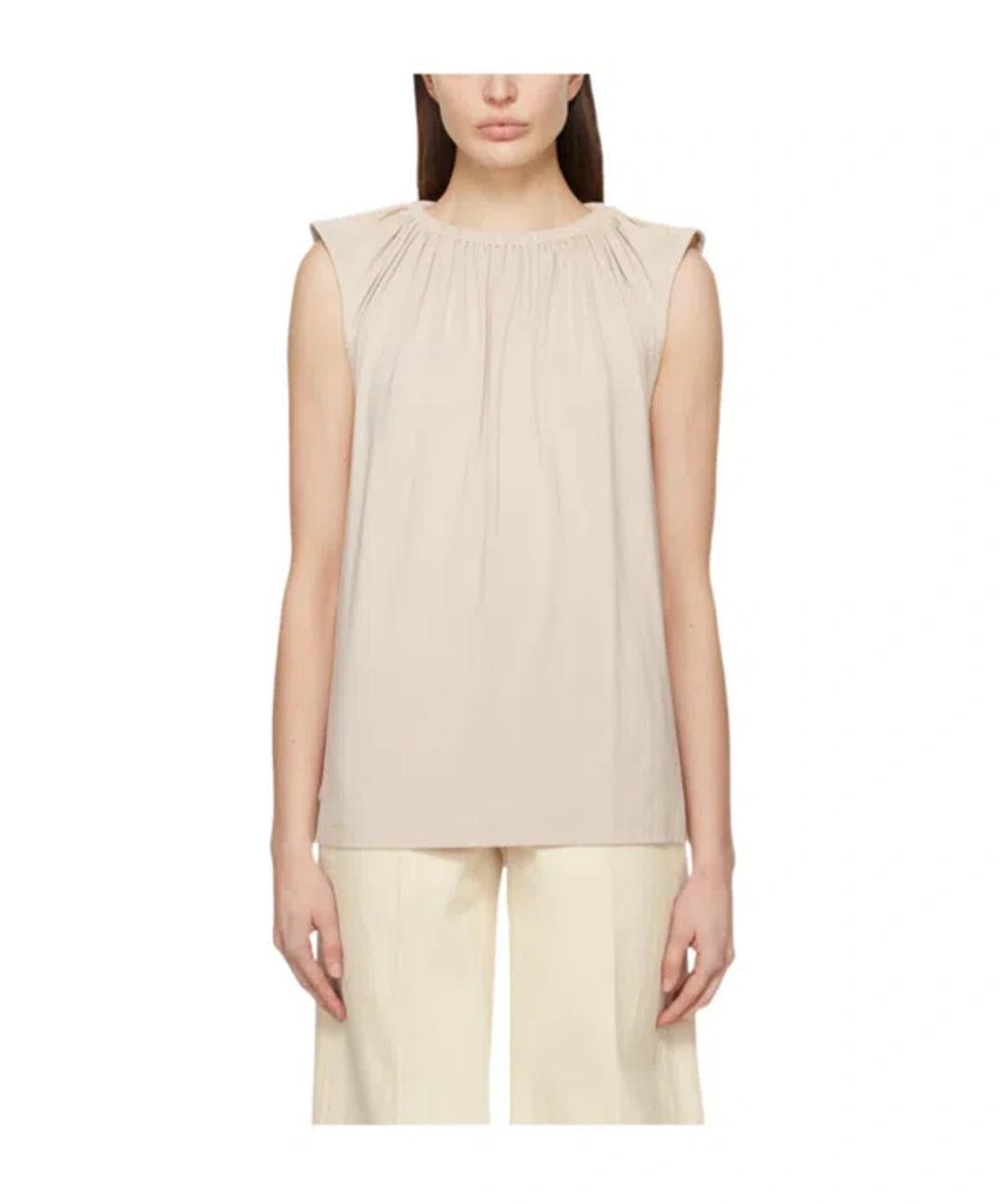 TOTÊME Ruched Elasticated Sleeveless Blouse In Nude Product Image