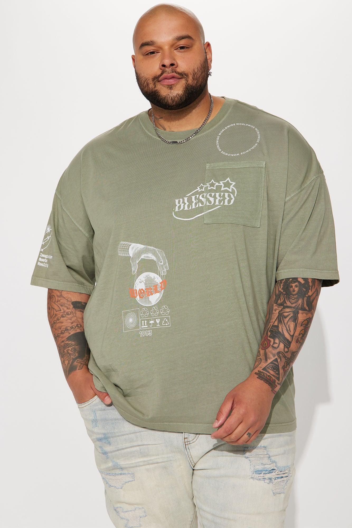 Blessed World Oversized Short Sleeve Tee - Olive Product Image