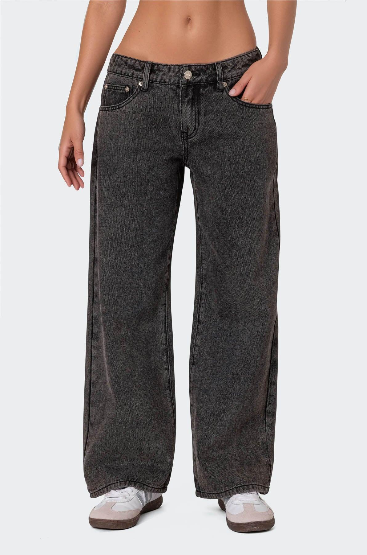 Petite Raelynn Washed Low Rise Baggy Jeans Product Image