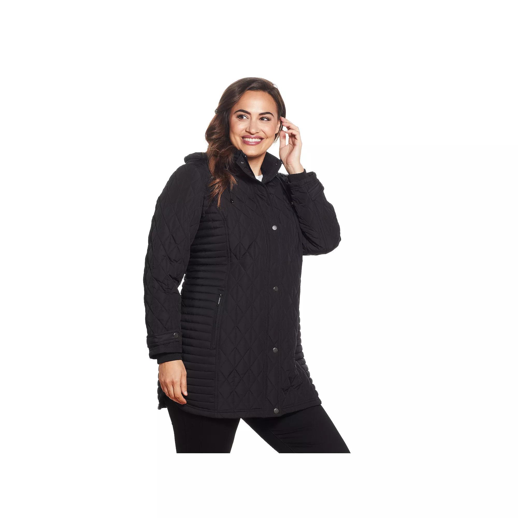 Plus Size Weathercast Hooded Quilted Walker Jacket, Womens Product Image